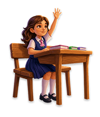 Girl student raising hand